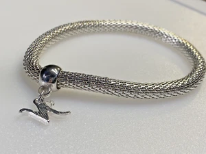 Avon Bracelet Silver Metal Elastic Rhinestones Diamanté Letter N, JV or TV - Picture 1 of 7