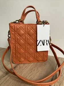 new ZARA Pu Leather ORANGE TOTE small quilted bag new with tags BAG - Picture 1 of 11
