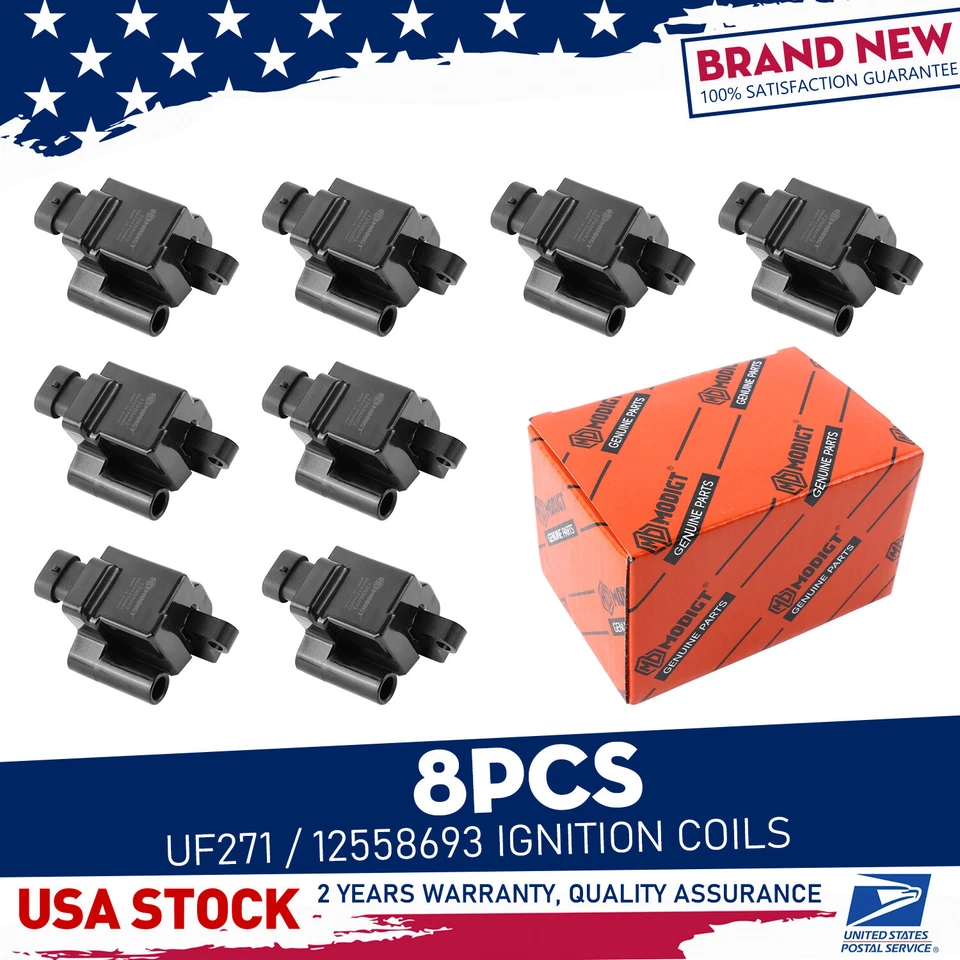 Bobinas de encendido negras duraderas 8x UF271 12558693 para GMC Savana 2500 2003-2007 Foto 1 de 4