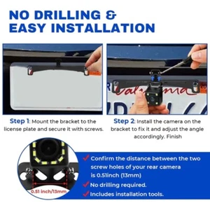 Car Rear View Camera Bracket Plate Light Mount DVR Bracket (DVR Not Included) - Picture 1 of 8