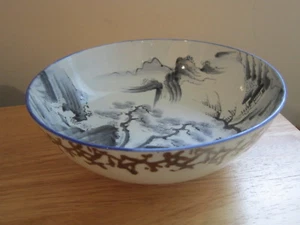 Cuenco asiático gris y blanco inusual vintage - pintado a mano - Japón - muy antiguo  - Imagen 1 de 12