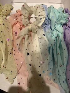 Chiffon Long Ribbon Scrunchie Double Laye Hair Scarf Rubber Band Hair Tie Rings - Picture 1 of 2