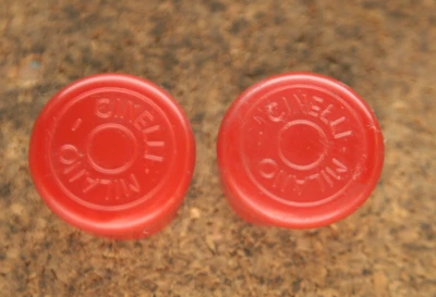 Vintage NOS NEW pair plastic Cinelli Milano red rot handlebar barplugs - Image 1 of 3