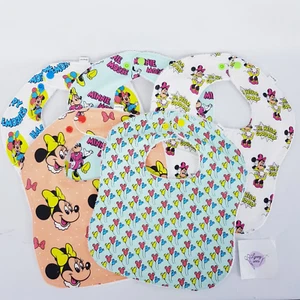 Baby Bibs Minnie Mouse Prints 5 x Pack 100% Cotton Handmade New - Picture 1 of 9