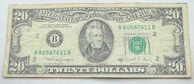 1988 A Vintage $20 Federal Reserve Note - New York - B - Twenty Dollar Bill - Image 1 of 3