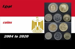 Egypt coin set 5 10 25 50 qirsh piastres 2004 2005 2007 2008 2020 1 pound - Picture 1 of 14