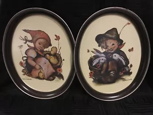 Hummel ARS edizione 1983 vassoi di latta pulcino ragazza e compagni di gioco Made in USA Pasqua - Foto 1 di 11