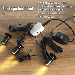 YaeCCC 4pcs 1.5W LED Mini Spotlight Dimmable Rotatable Jewelry Display Showcase - Picture 1 of 14