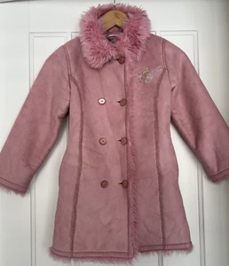 Disneyland Paris - Girls Pink Faux Suede & Faux Fur Buttoned Jacket - Size 8A - Picture 1 of 12