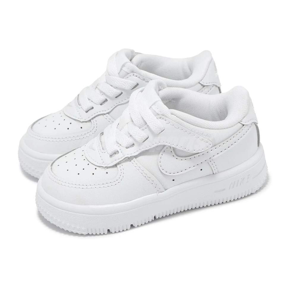 BOYS TODDLER NIKE FORCE 1 LOW EASYON WHITE/WHITE-WHITE FN0236-111-SIZE 7