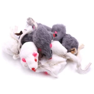 Echtes Kaninchenfell Mäuse Spielzeug Haustier Spielzeug Kinderspielzeug 12er-Pack X1C7 UK UK - Bild 1 von 8