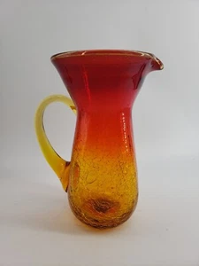 Kanawha Crackle Glass Pitcher Amberina 1pt 7in - Picture 1 of 7
