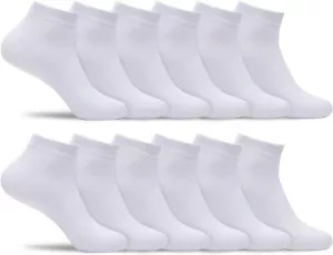 Mens 3 Pairs White Cushioned Cotton Athletic Socks Ankle Low Cut Size 9-11 10-13 - Picture 1 of 6
