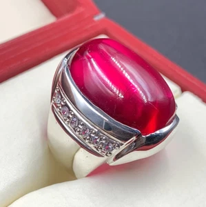 Deep Red Ruby Mens Ring Sterling Silver 925 Handmade Anari Yaqoot Ring Ruby Gem - Picture 1 of 5
