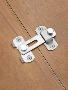 Sliding Door Lock Door Latch Hook-and-Eye Lock, Stainless Steel, Silver - Picture 1 of 7