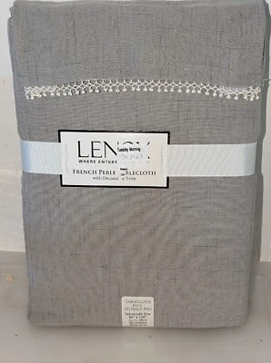 Lenox French Perle Tablecloth Decorative Trim 60x120" Light Gray W/ Storage Bag - Image 1 of 2