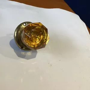 Antique Amber Glass And Brass Door Cupboard Knob Dated 1867 - Picture 1 of 17