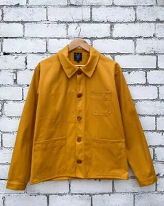 French Workwear Jacket Canvas Cumin Yellow - Chore Jacket - Made In England - Picture 1 of 16