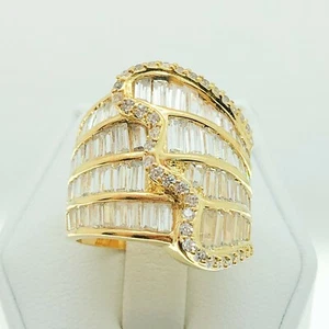 R2888 Women Fashion Jewelry White Yellow Gold Plated Wedding Cocktail CZ Ring - Picture 1 of 8