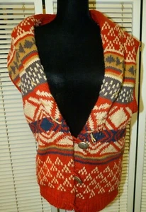 Vintage C.B. MILLIGAN Brand Cotton Cardigan Sweater Vest Women's Large - Picture 1 of 6