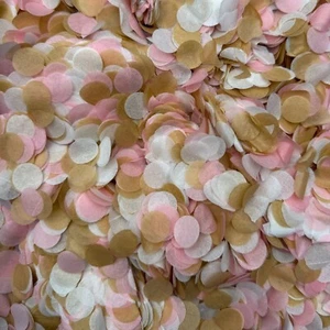 Biodegradable Wedding Confetti Pink Sand White Circle Eco Friendly Tissue Paper - Picture 1 of 4