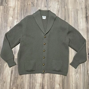 Wallache 100% Wool Men’s 46 XL Brown Knit Collar Cardigan Shawl Grandpa SEE PICS - Picture 1 of 18