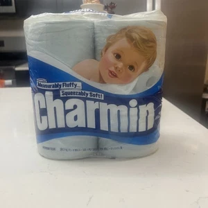 VINTAGE BLUE CHARMIN SQUEEZABLY SOFT BATHROOM TISSUE-TOILET PAPER-4 Rolls *PROP* - Picture 1 of 7