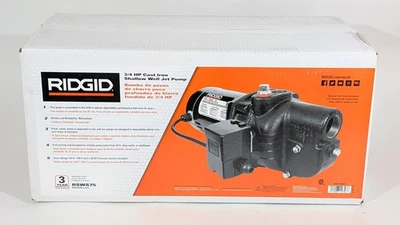 TOTALMENTE NUEVO Ridgid 3/4 HP Hierro Fundido Pozo Poco Profundo Bomba de Chorro RSWS75 NUEVO Foto 1 de 4