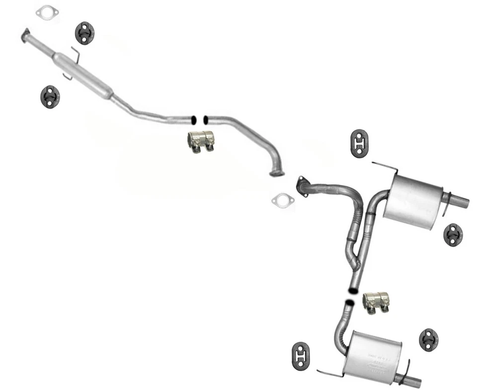 Extension Pipe Mufflers Dual Exhaust System Fits 2003-2008 Hyundai Tiburon 2.0L - Image 1 of 4