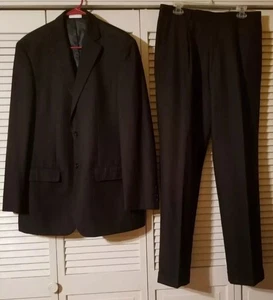 Geoffrey Beene Men's 40L Jacket 32x31 Pants Suit Dark Gray Polyester Rayon - Picture 1 of 11