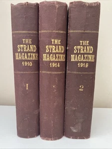 The Strand Magazine 3 Bound Volumes 1910, 1914, 1915, A Conan Doyle, H G Wells - Picture 1 of 13
