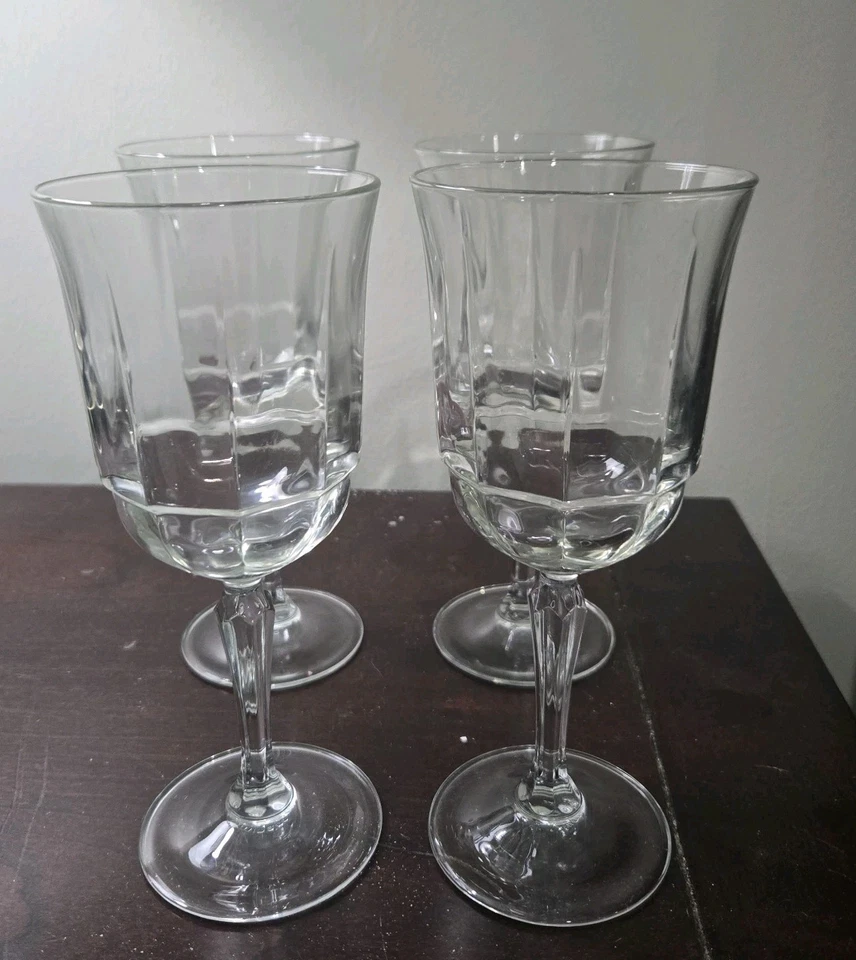 ВИНТАЖНЫЕ прозрачные аркадные бенгальские винные кубки LUMINARC — НАБОР из 4–8 дюймов ВЫСОТОЙ - Изображение 1 из 4