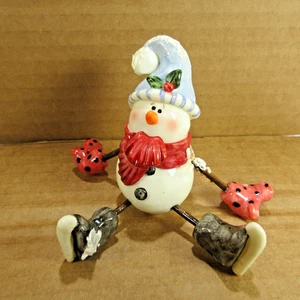Sitting Snowman Blue Hat 2000 Figurine by Nancye Williams Coyne's Co #2079 - Picture 1 of 7
