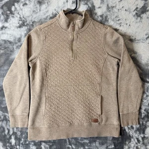 L.L Bean Quilted Sweatshirt Pullover Womens Sz Medium Tall Brown 1/4 Zip 512747 - Picture 1 of 8