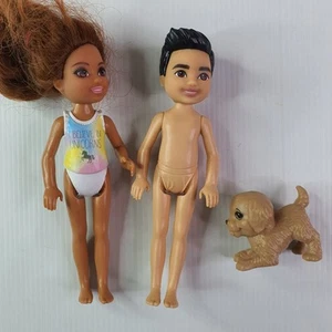 Mattel Barbie Sister Medium Complexion Chelsea And Boy Doll + Puppy Dog - Picture 1 of 6