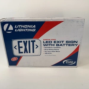 Lithonia LQM S W 3 R 120/277 EL N M6 White LED Exit Sign, 120/277V NEW - Picture 1 of 7