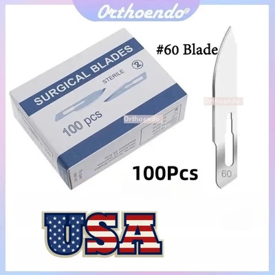 100PC Carbon Steel Scapel Blade #60 Dental Medical Instrument Surgical Blade USA - Image 1 of 4