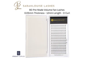 9D Pre-Made Volume Fan Lashes 0.05mm Thickness 12mm Length D Curl - Picture 1 of 2
