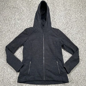 ATHLETA Women's Luxe Stronger Hoodie Faux Fur Lined Zip Up Jacket Gray Size L - Picture 1 of 9