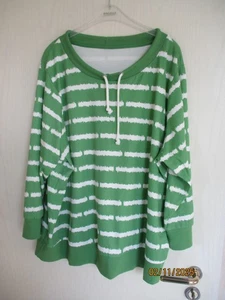 Shirt grün-weiß-gestreift, Gr. 52, Zugband, Baumwolle, Sieh an - Bild 1 von 2
