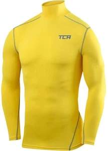 TCA Pro Performance Mock Junior Compression Top Yellow Long Sleeve Kids Running - Picture 1 of 2