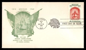 Mayfairstamps US FDC 1960 Mexican Independence Bell Joint Issue First Day Cover - Picture 1 of 2