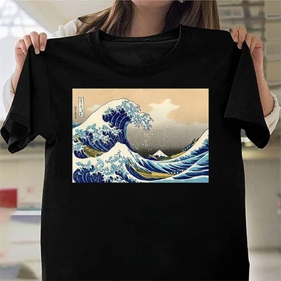 Camiseta THE GREAT WAVE Camiseta Top Idea de Regalo Arte Japonés Océano Hokusai fuera de Kanagawa Foto 1 de 4