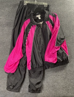 Vintage XL 90s Y2K Colorblock Windbreaker Track Jacket & Pants- Baggy Streetwear - Image 1 of 4