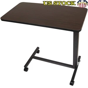 Adjustable Overbed Table Hospital Use Rolling Swivel Casters Height Adjustable - Picture 1 of 8