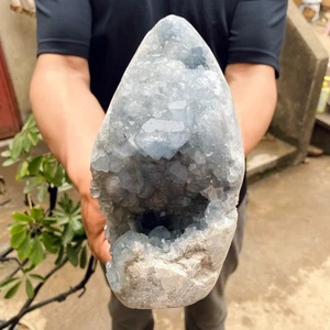 1.33LB Natural Beautiful Blue Celestite Crystal Geode Cave Mineral Specimen - Picture 1 of 6