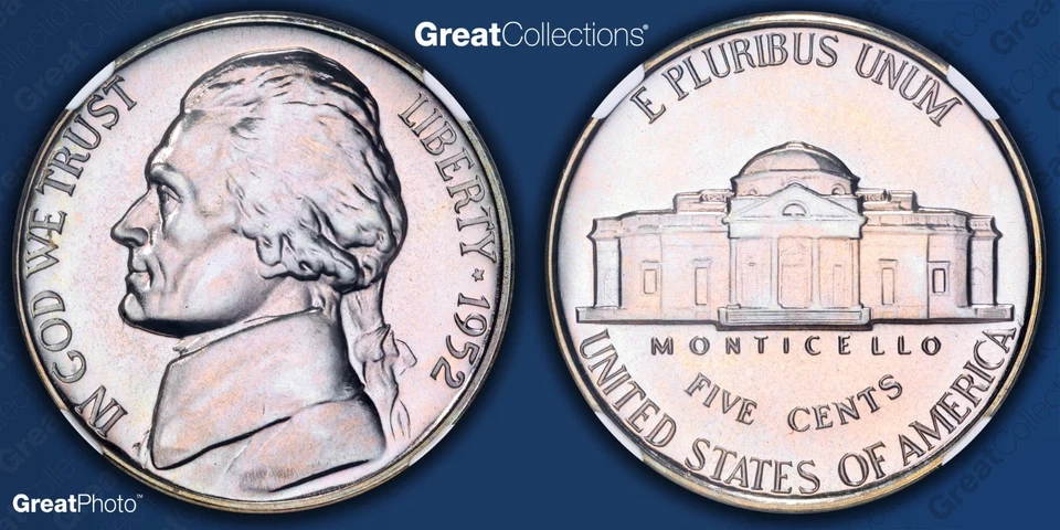 1952 Jefferson Nickel Proof NGC PF 68 PR68 Lightly Toned Coin 5C - Image 1 of 3