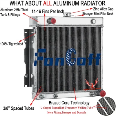 3 ROWS RADIATOR FIT 1972-1979 DODGE D100 W150 Ramcharger Plymouth PB100 PB200 V8 - Image 1 of 4