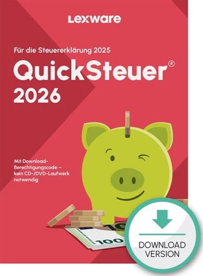 LEXWARE QuickSteuer 2026 / Jahr 2025 ESD, Lizenzschlüssel per Ebay-Nachricht NEU - Bild 1 von 4