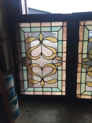SG 418 Matched Pair Antique Windows With Beveled Glass Center Cover